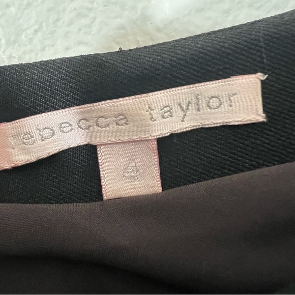 Rebecca Taylor Cross Front Pencil Formal Black Wool Linen Midi Dress button Up - Picture 7 of 8